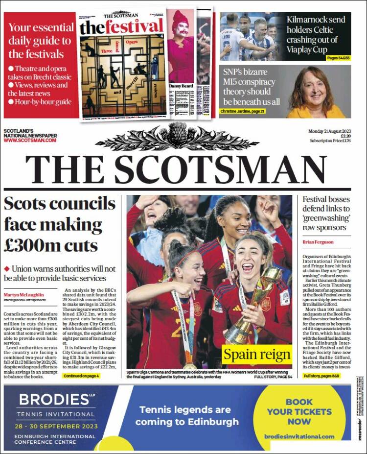 Portada de The Scotsman (Reino Unido)