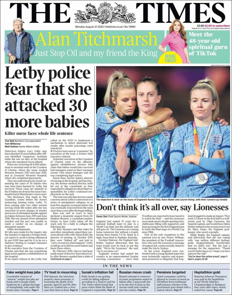 Portada de The Times (Reino Unido)