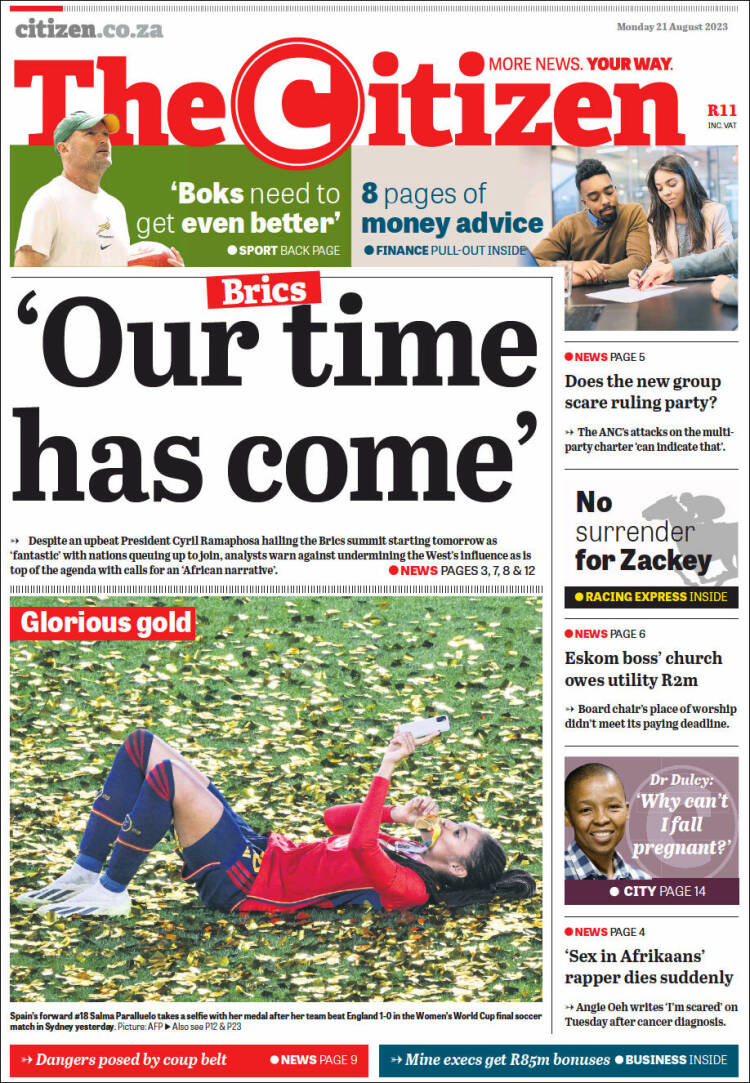 Portada de The Citizen (Sud&aacute;frica)