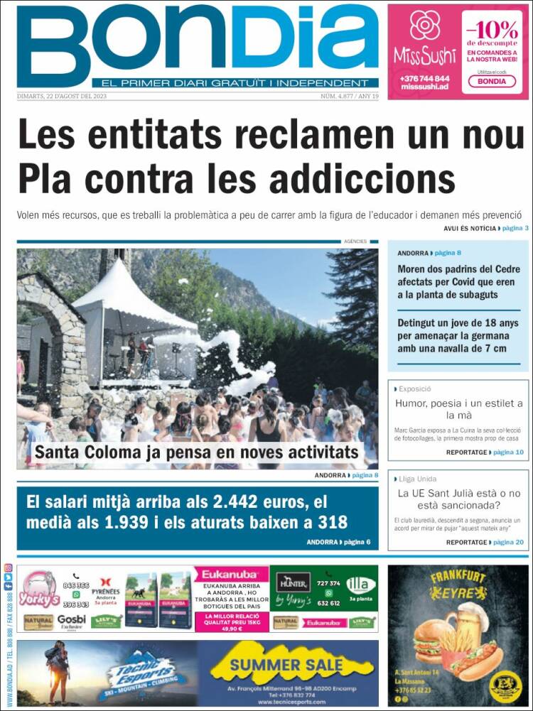 Portada de Diari Bondia (Andorra)