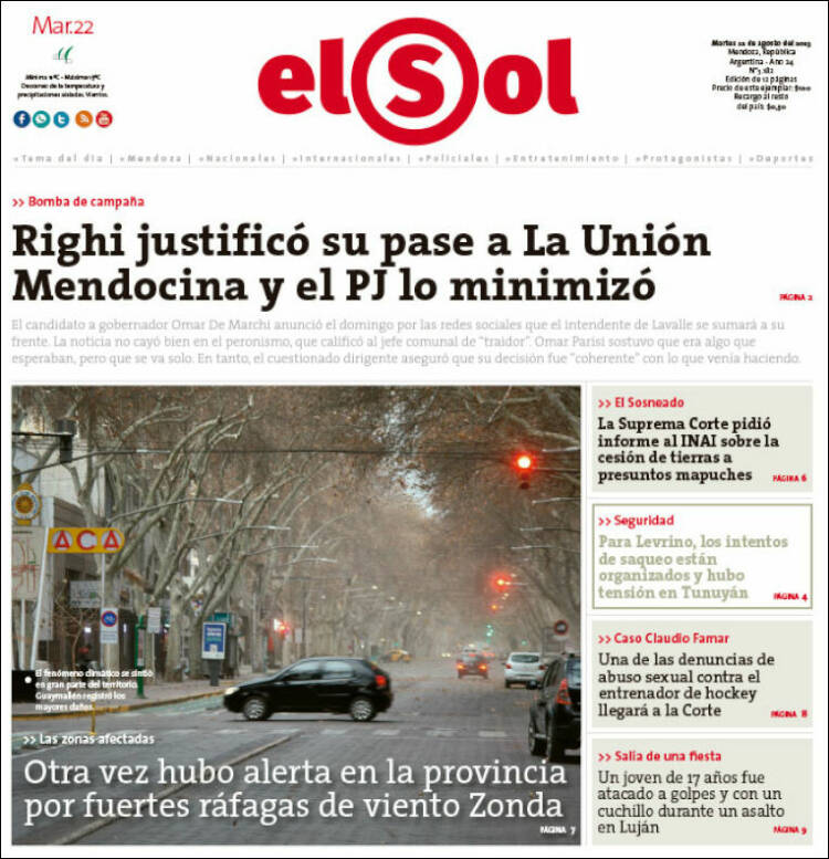 Portada de El Sol Diario (Argentina)