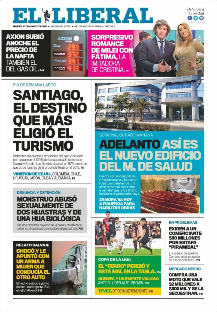 Portada de Diario El Liberal (Argentina)