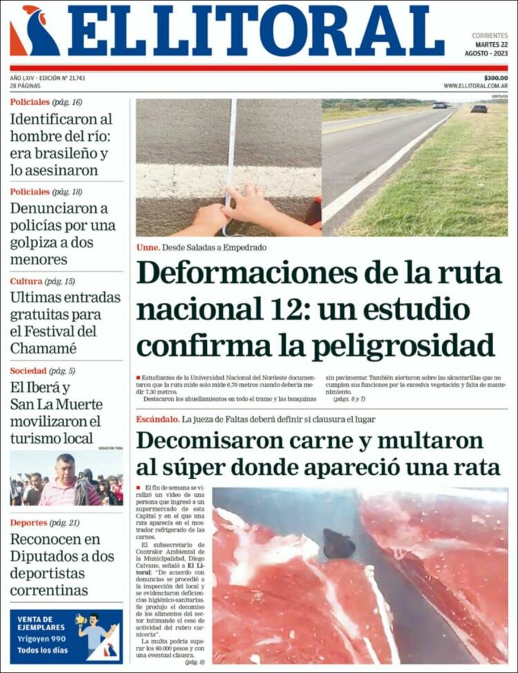 Portada de El Litoral Corrientes (Argentina)