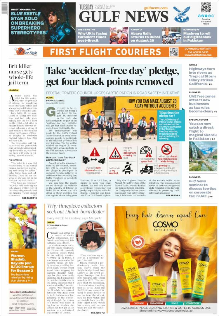 Portada de Gulf News (Asia-Pacífico)