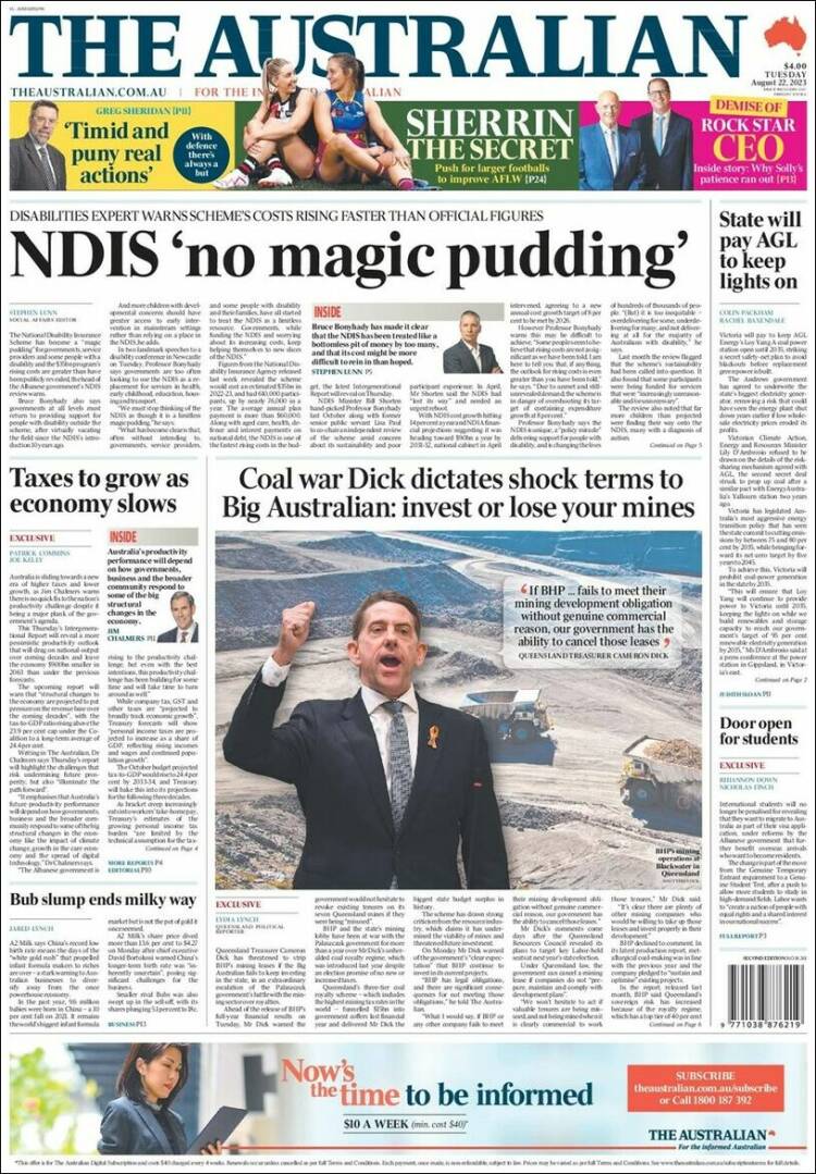 Portada de The Australian (Australia)