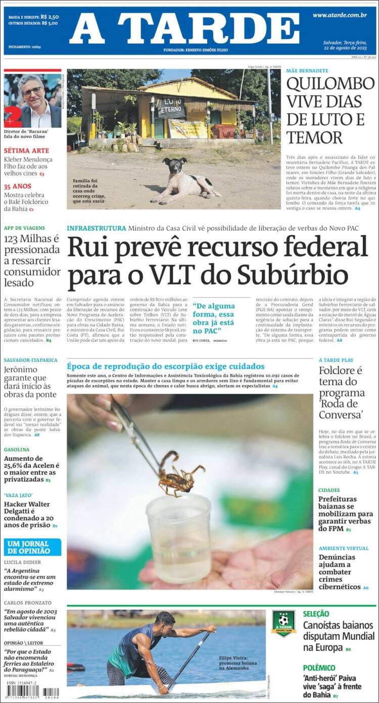 Portada de Diário A Tarde (Brasil)