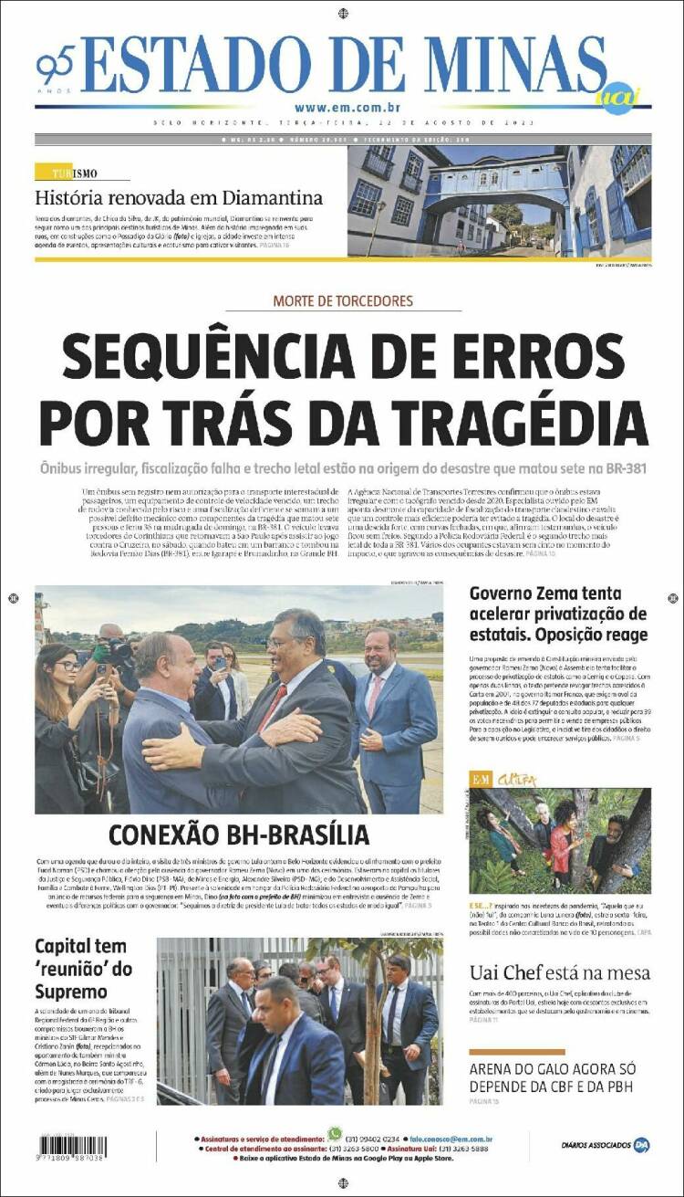 Portada de Jornal Estado de Minas (Brasil)