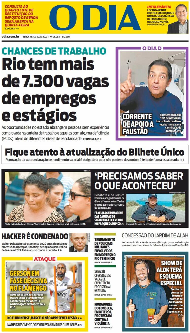 Portada de O Dia (Brasil)