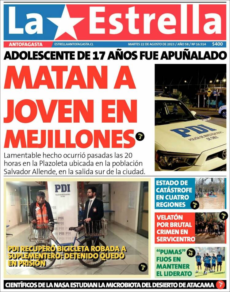 Portada de La Estrella del Norte (Chile)