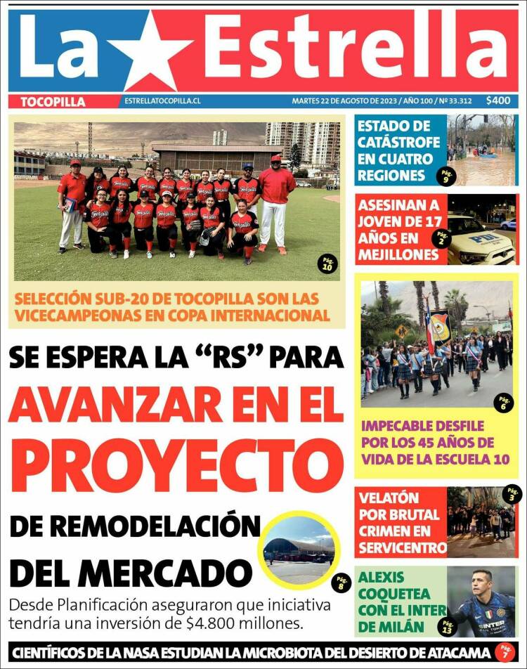 Portada de La Estrella de Tocopilla (Chile)