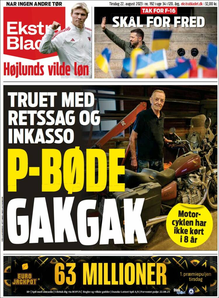 Portada de Ekstra Bladet (Dinamarca)