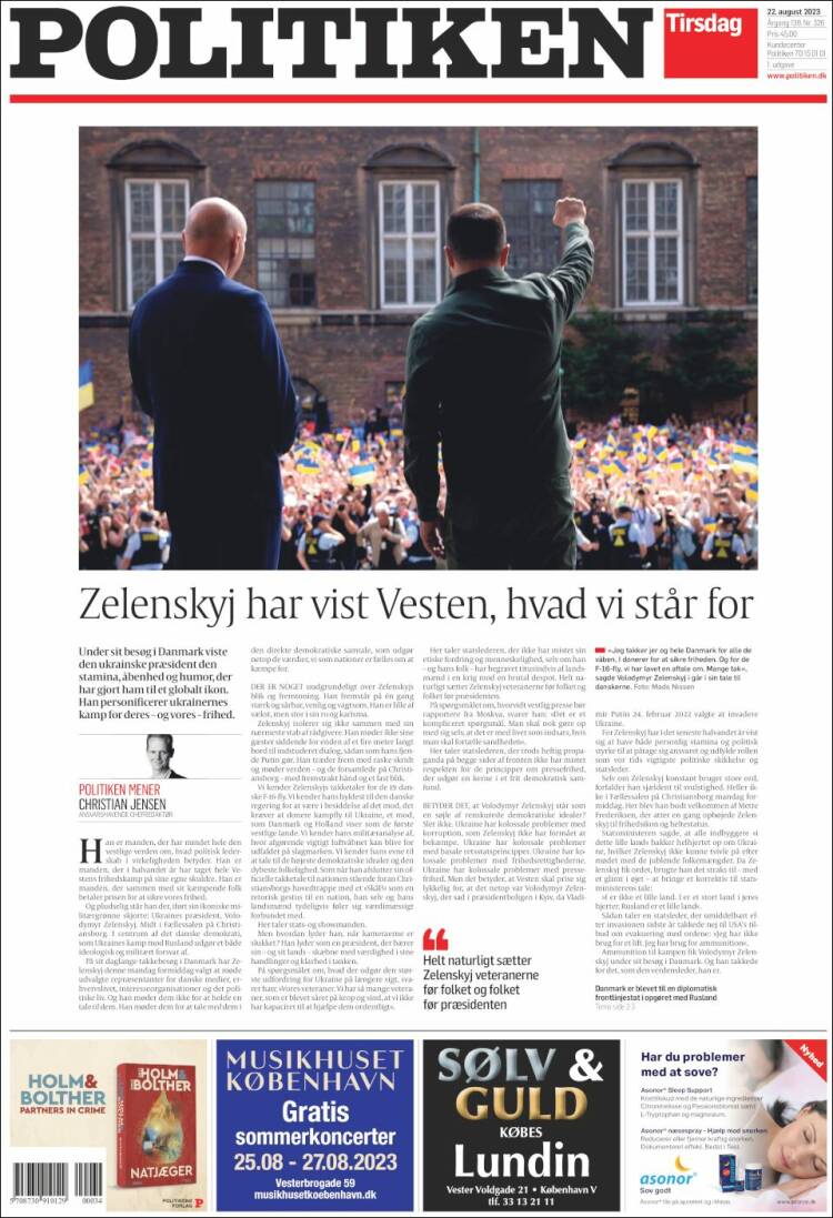 Portada de Politiken (Dinamarca)