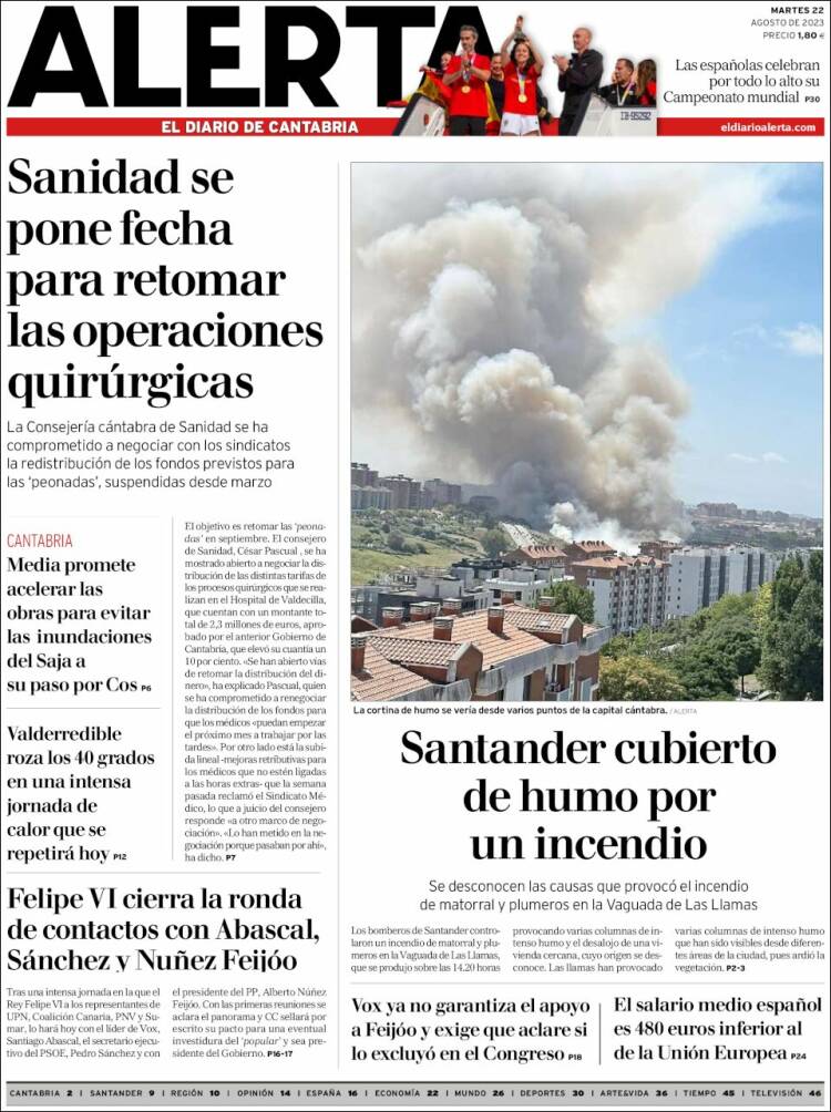 Portada de Alerta - El Diario de Cantabria (España)