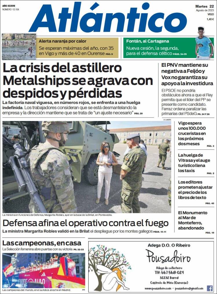 Portada de Atlántico Diario (España)