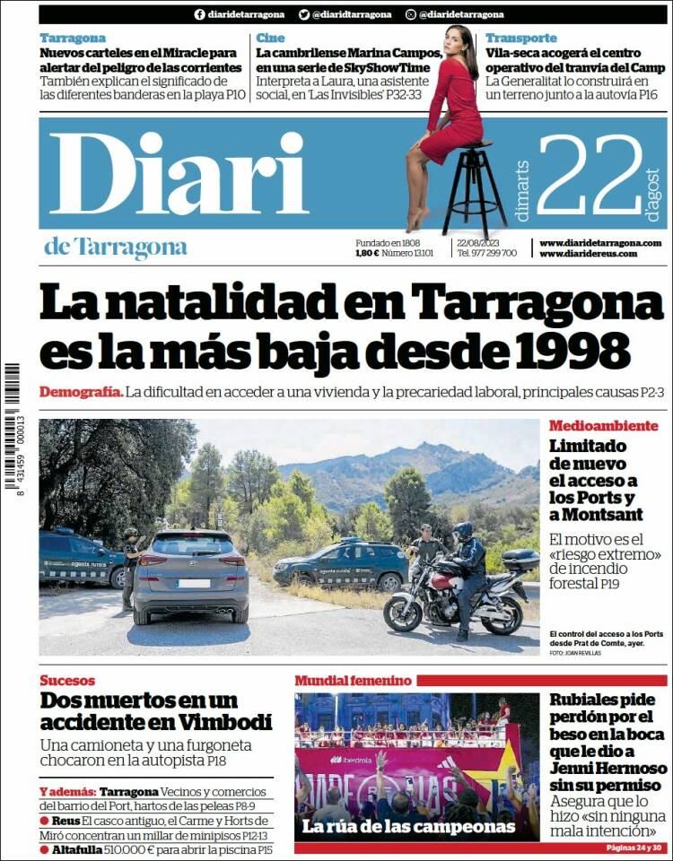Portada de Diari de Tarragona (España)