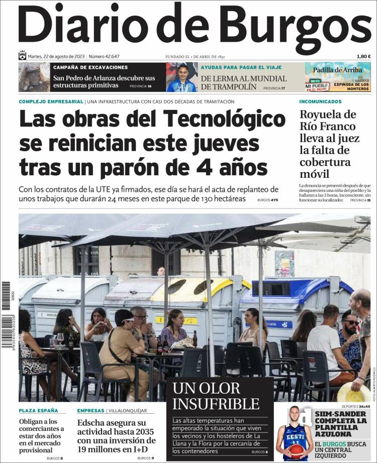 Portada de Diario de Burgos (España)