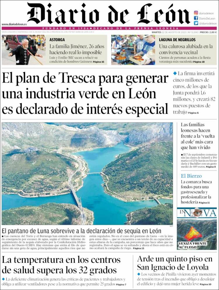 Portada de Diario de León (España)
