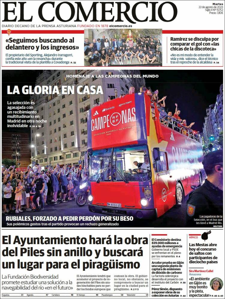 Portada de El Comercio - Gijón (España)