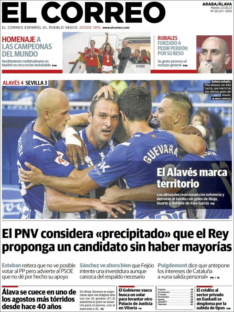 Portada de El Correo - Álava (España)