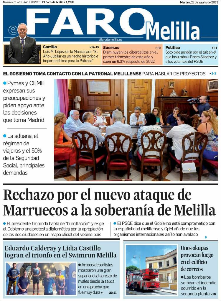 Portada de El Faro de Melilla (España)