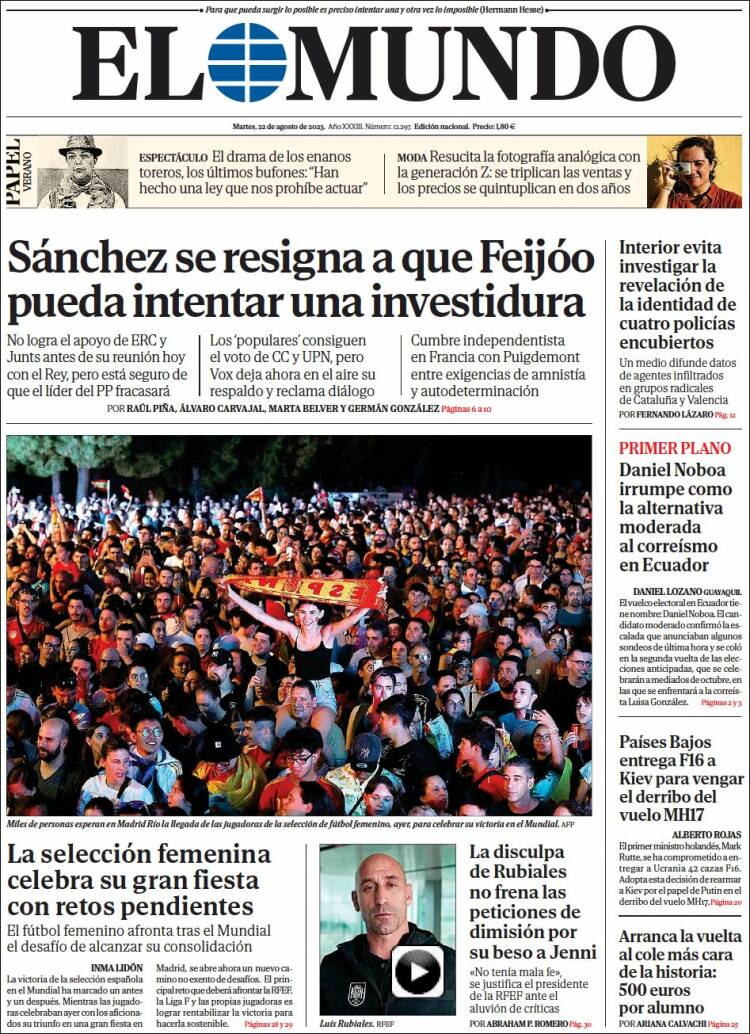 Portada de El Mundo (España)