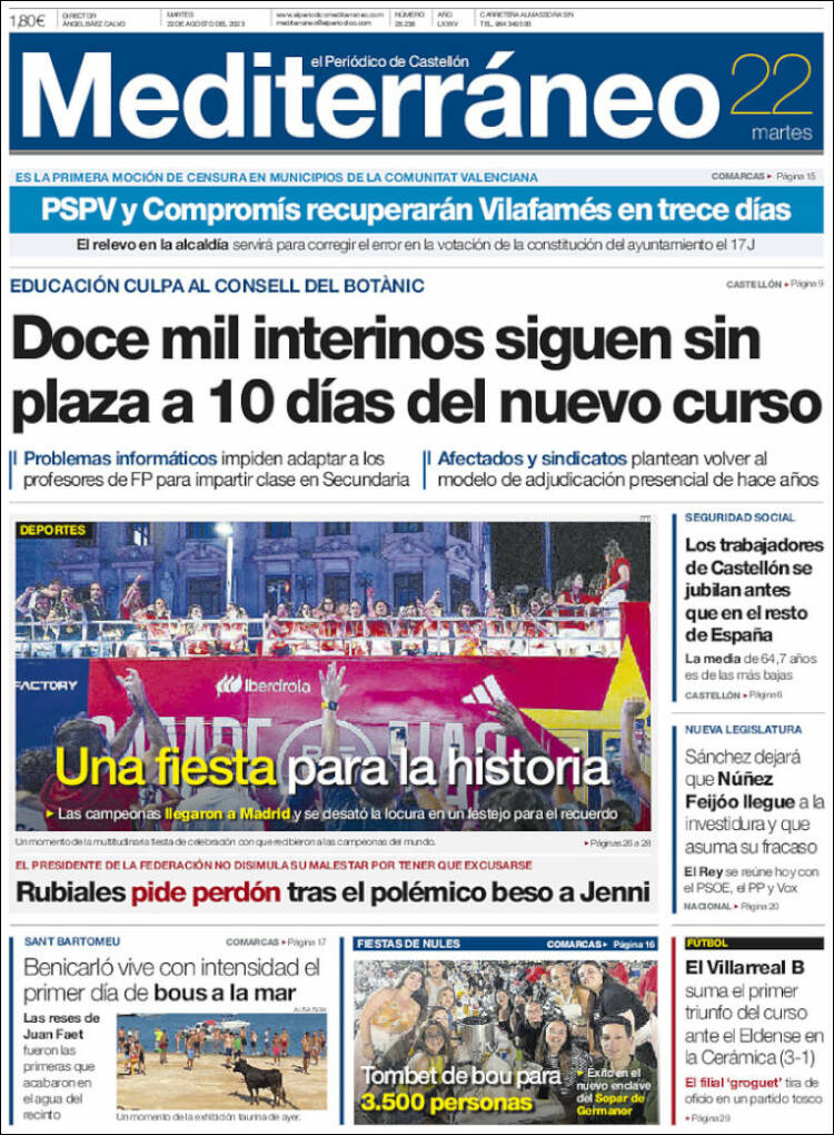 Portada de El Periódico Mediterraneo (España)