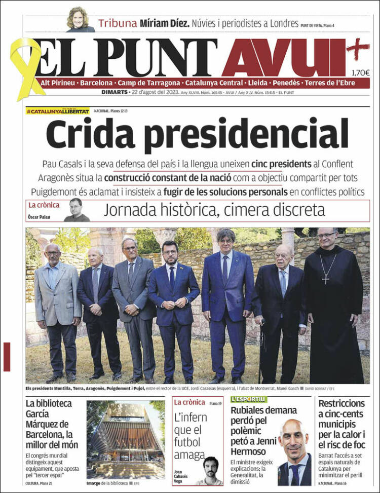 Portada de El Punt Avui (España)