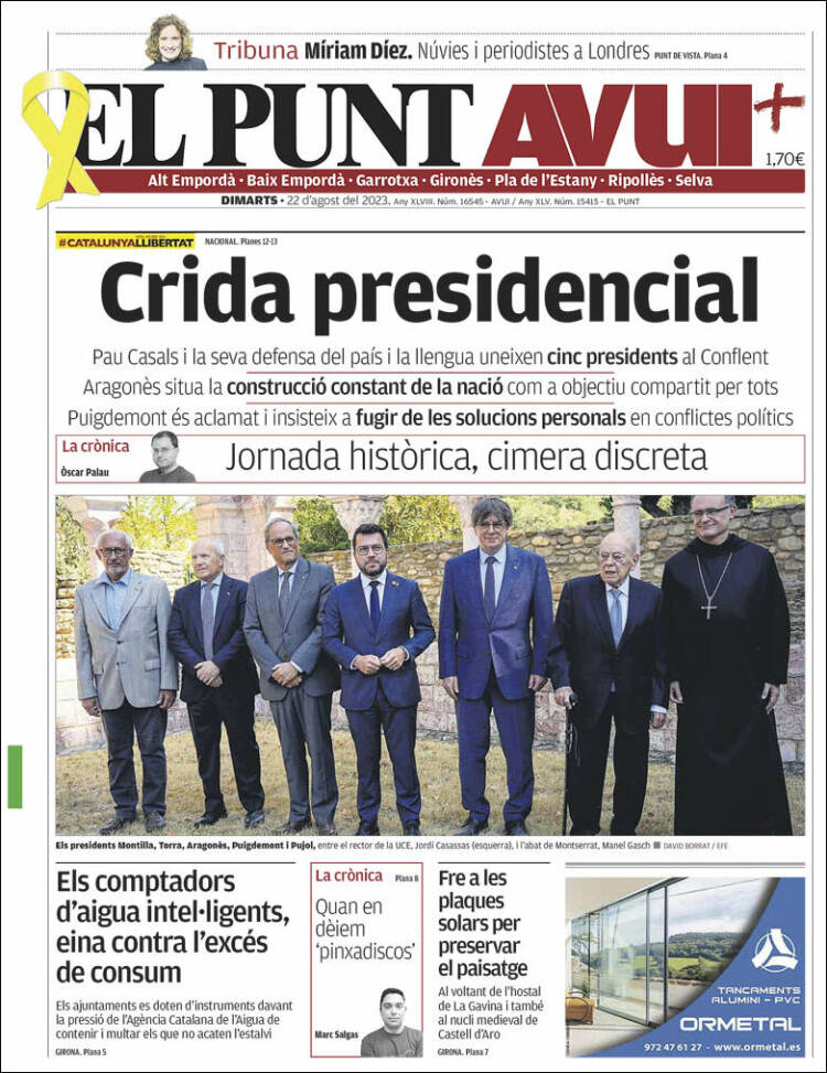 Portada de El Punt Avui - Girona (España)