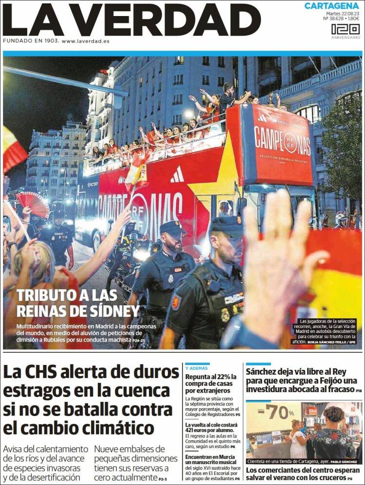 Portada de La Verdad de Cartagena (España)