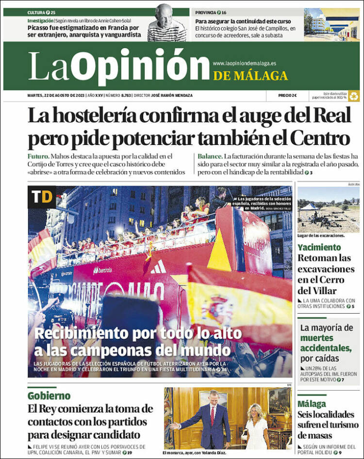 Portada de La Opinión de Málaga (España)