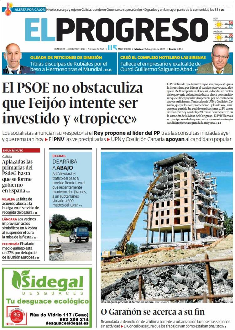 Portada de El Progreso (España)