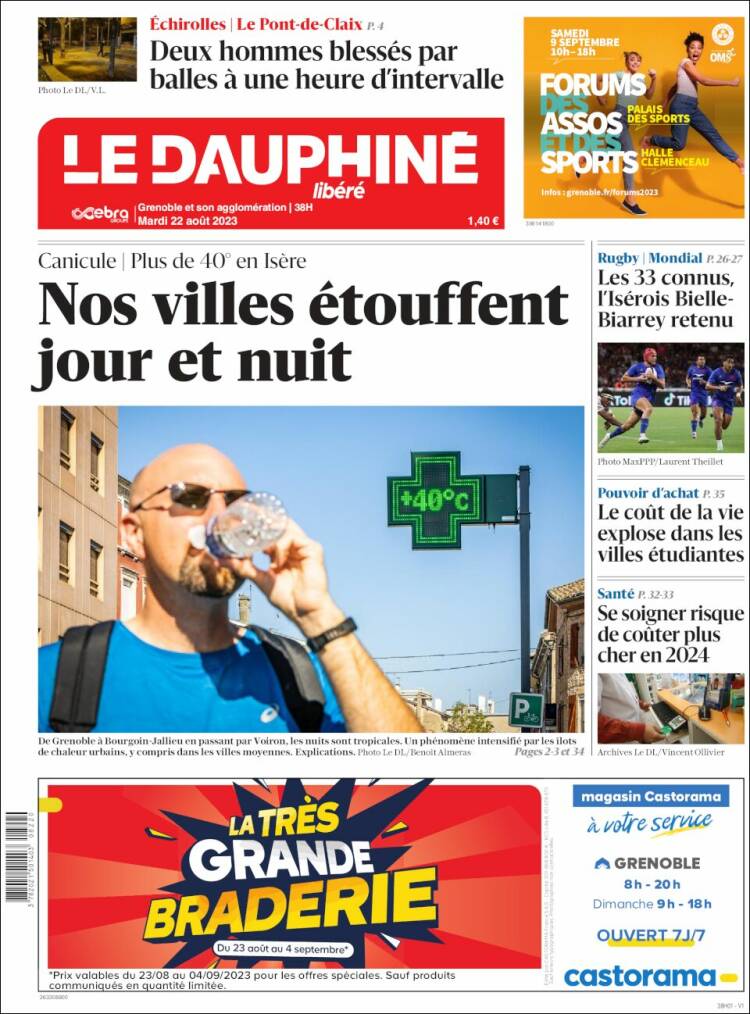 Portada de Le Dauphiné Libéré (Francia)