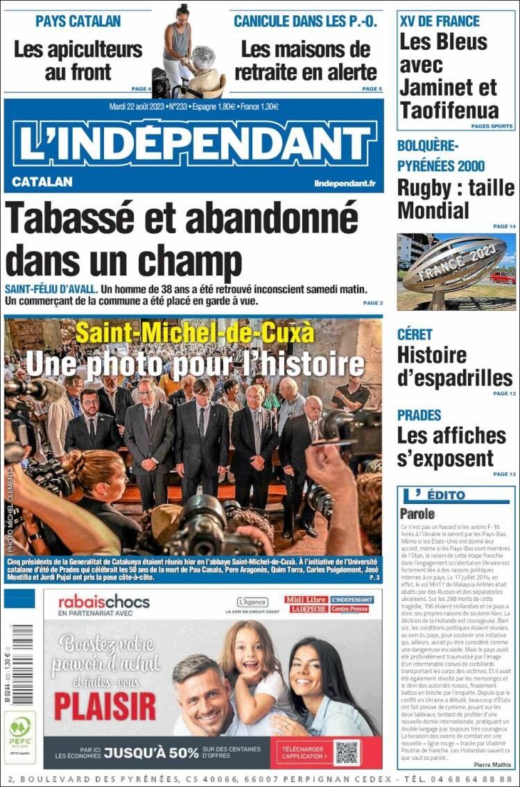 Portada de Le Indépendant (Francia)