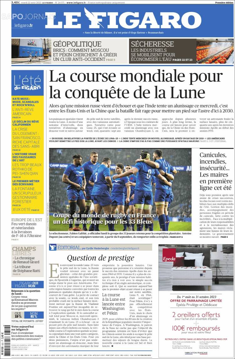 Portada de Le Figaro (Francia)