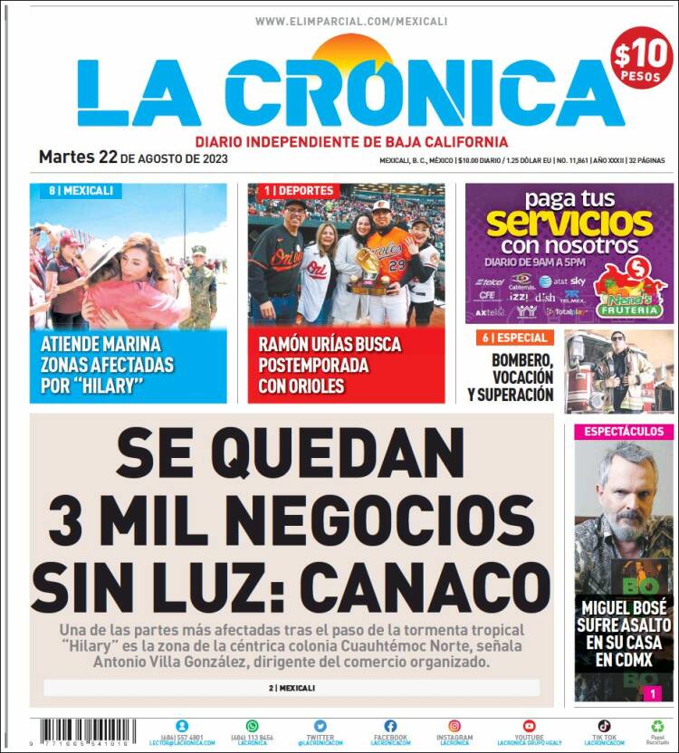 Portada de La Crónica de Baja California (M&eacute;xico)
