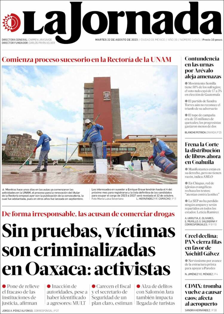 Portada de La Jornada (M&eacute;xico)