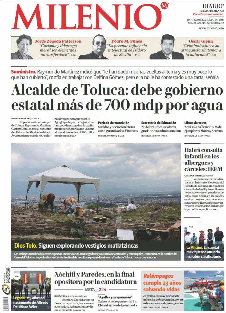 Portada de Milenio - Estado de México (M&eacute;xico)