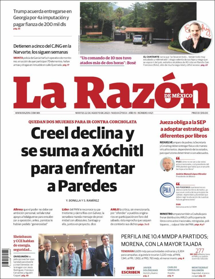 Portada de La Razón (M&eacute;xico)