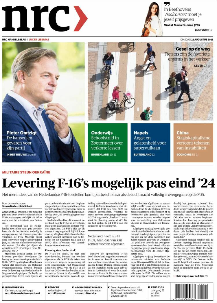 Portada de NRC Handelsblad (Pa&iacute;ses Bajos)