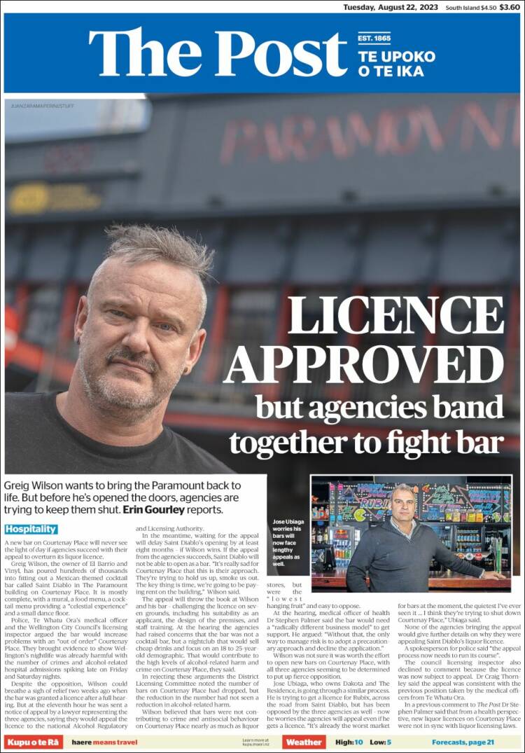 Portada de The Dominion Post (New Zealand)