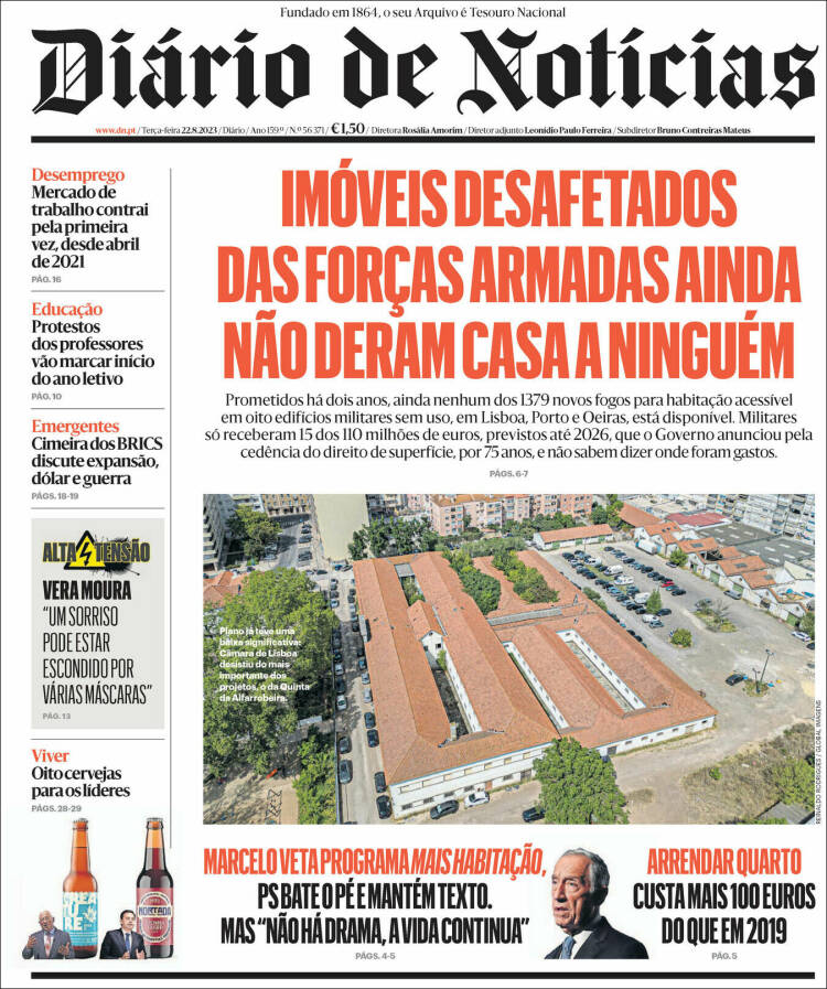 Portada de Diário de Noticias (Portugal)