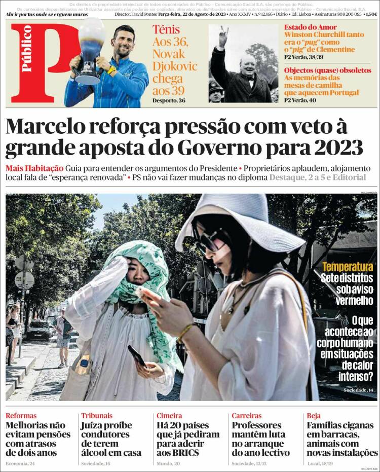 Portada de Público (Portugal)