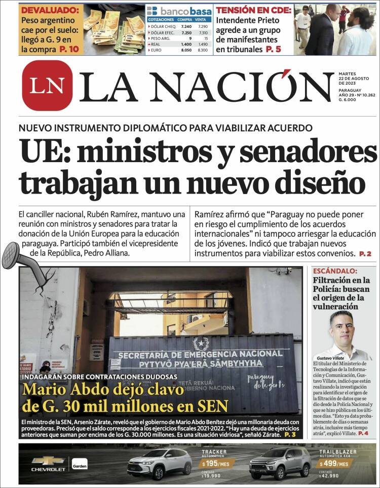 Portada de La Nación (Paraguay)