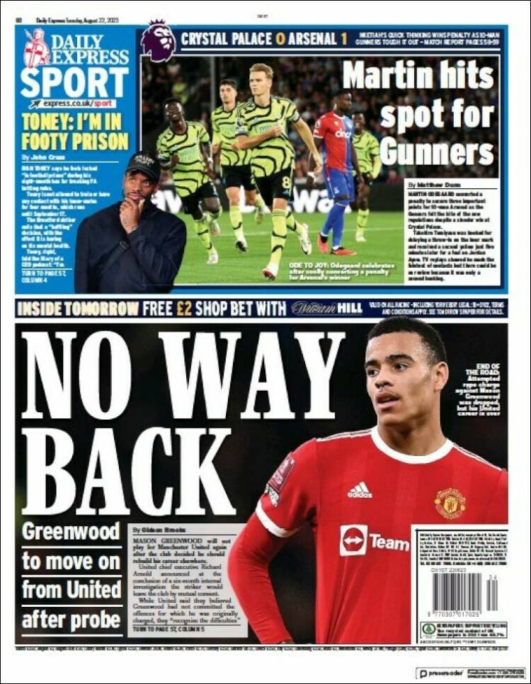 Portada de Express Sport (Reino Unido)