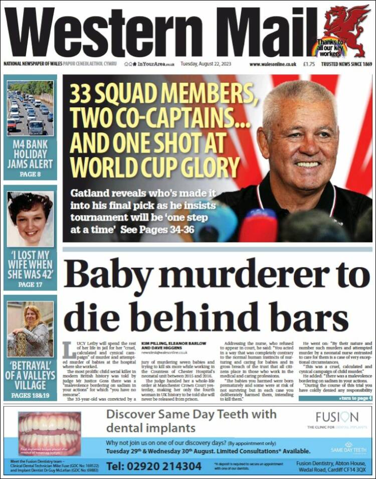 Portada de Western Mail (Reino Unido)