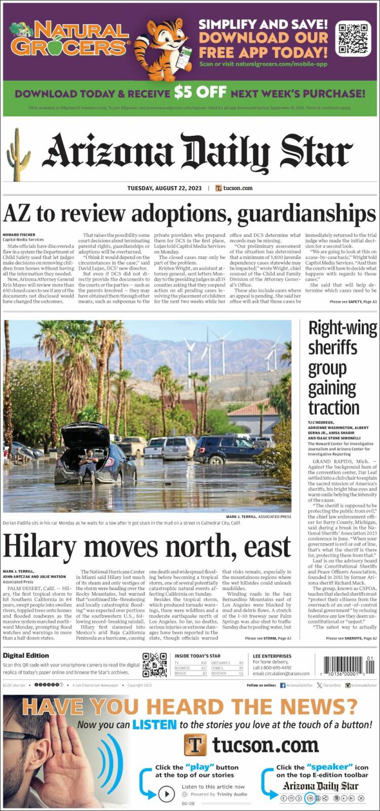 Portada de Arizona Daily Star (USA)