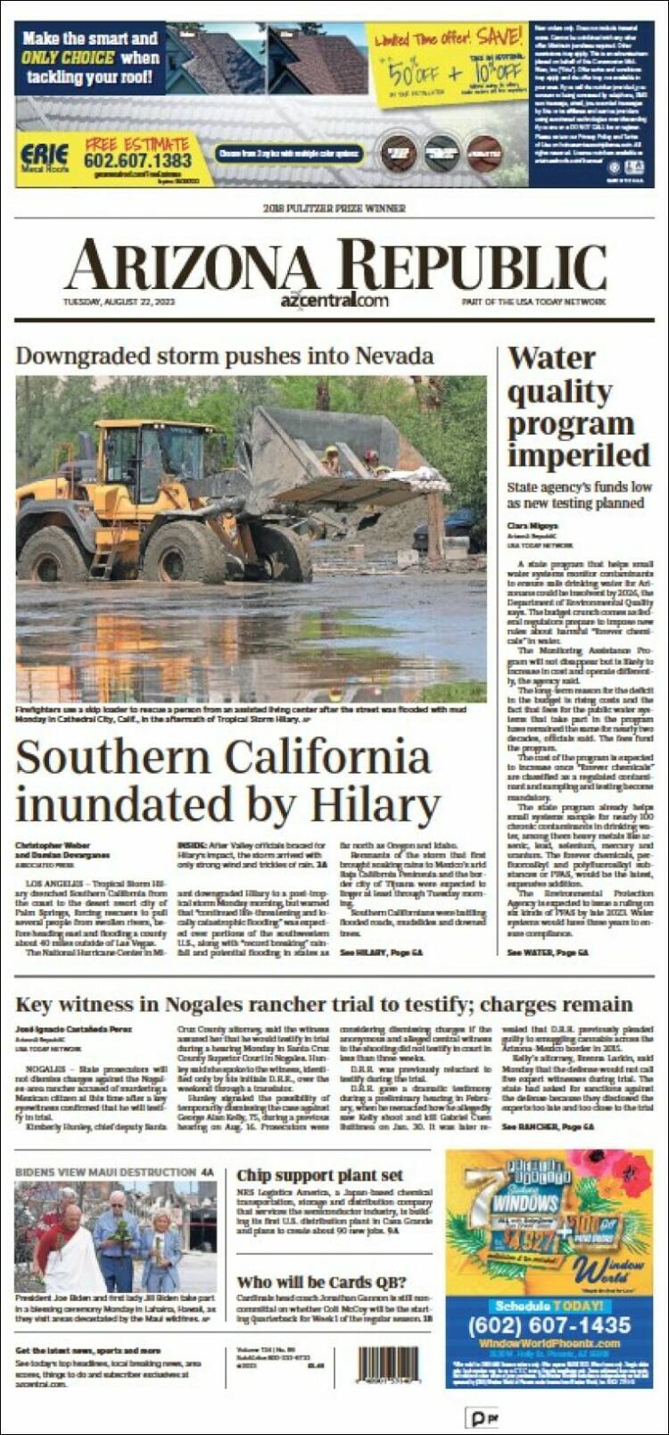Portada de Arizona Republic News (USA)
