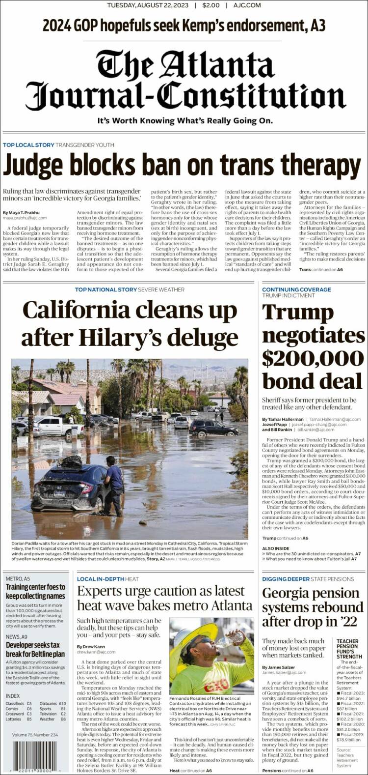 Portada de The Atlanta Journal-Constitution (USA)