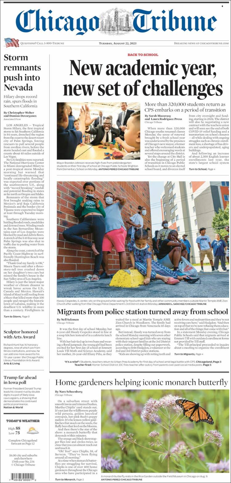 Portada de Chicago Tribune (USA)
