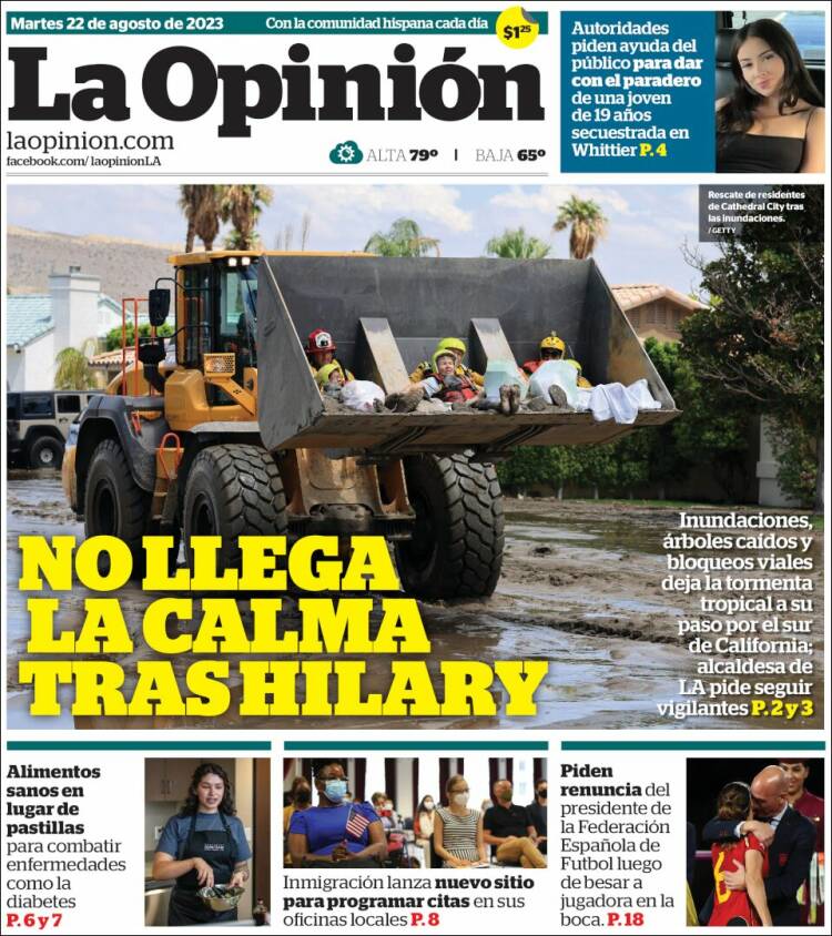 Portada de La Opinión (USA)
